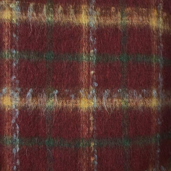 Sasha red fall leaves color wool blend jacket zipper sz 16 funnel neck plaid - Picture 15 of 16